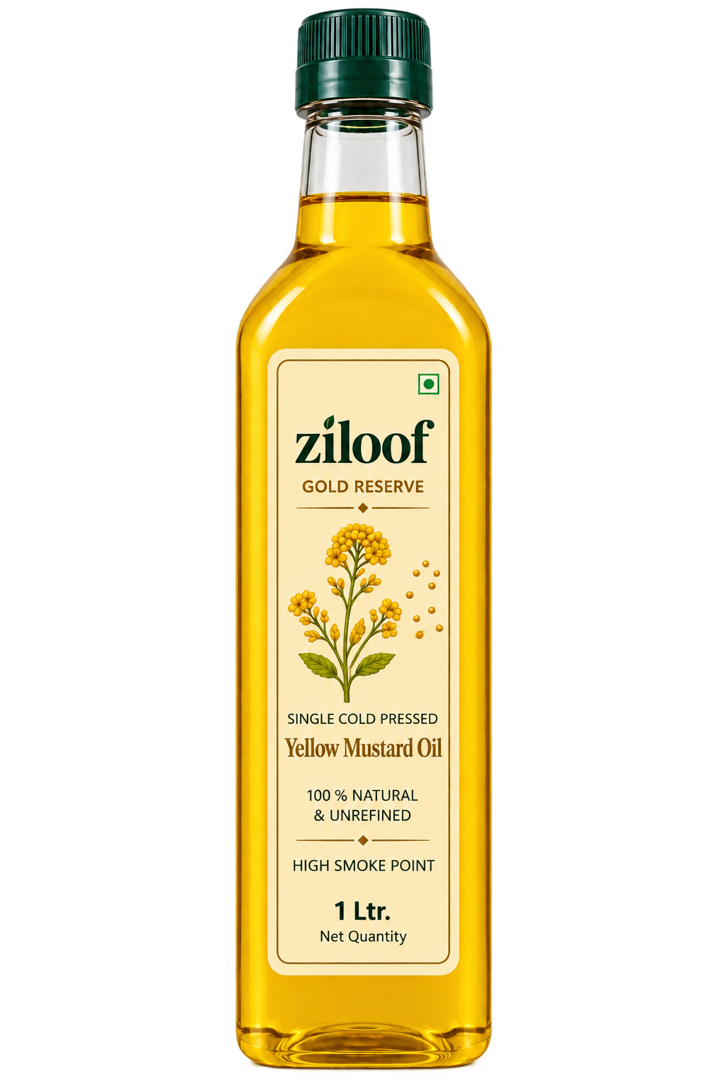 Ziloof Gold Reserve Kachi Ghani Mustard Oil bottle